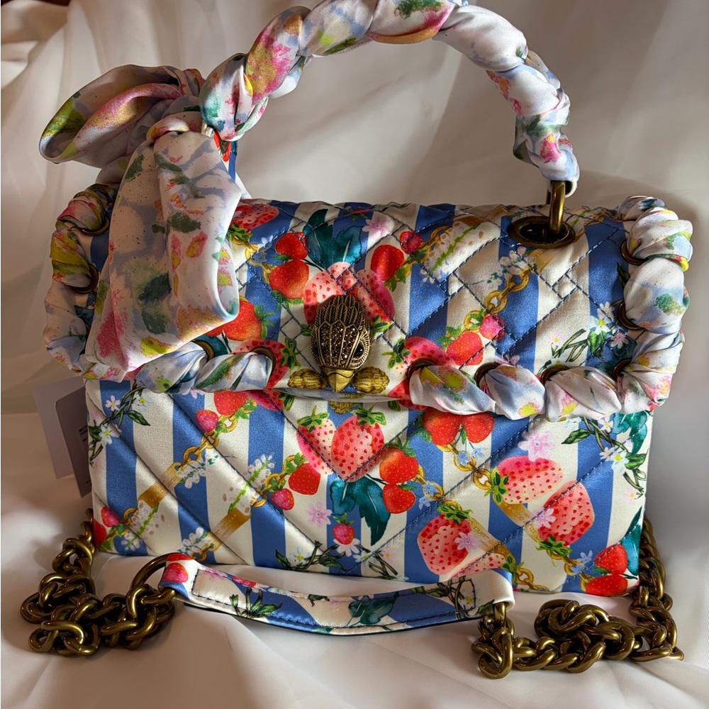 Kurt Geiger Rare Design Satin Strawberry Kensington Top Handle Shoulder Bag NWT